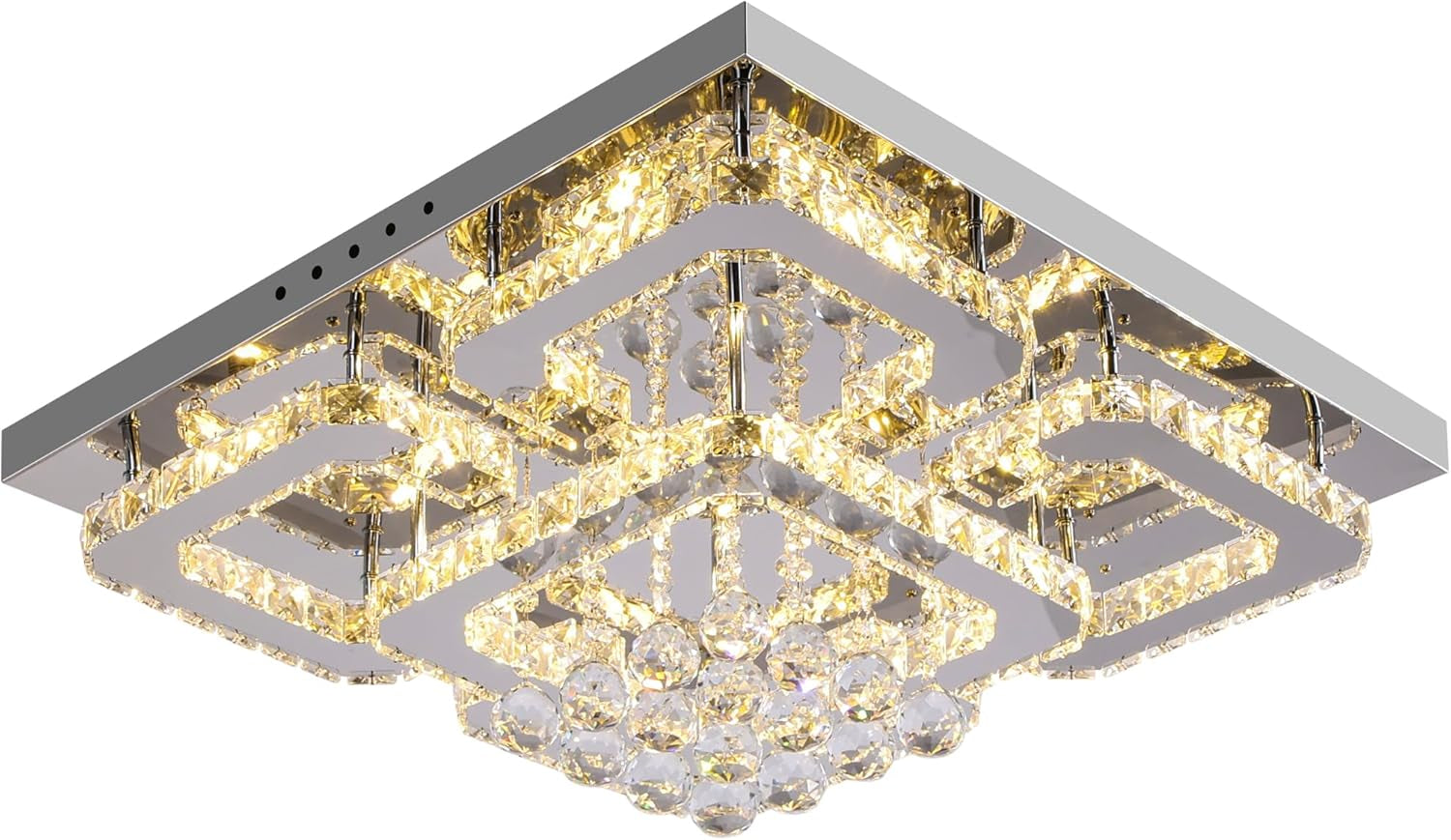 Gold 32" Rectangular Crystal LED Chandelier