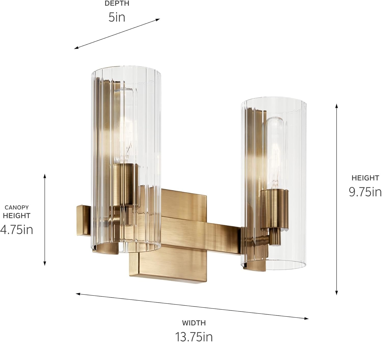 Jemsa 2-Light Vanity in Champagne Bronze