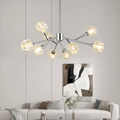 9-Light Gold Sputnik Crystal Chandelier