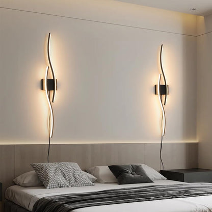 Set of 2 Modern Black Plug-In Wall Sconces