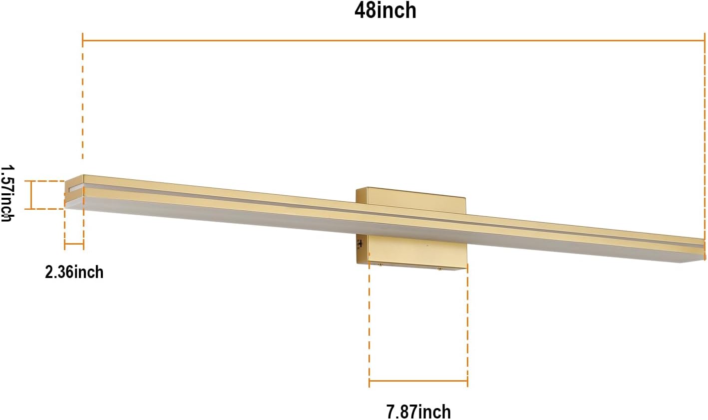 48" LED Gold Vanity Light – Dimmable & Modern
