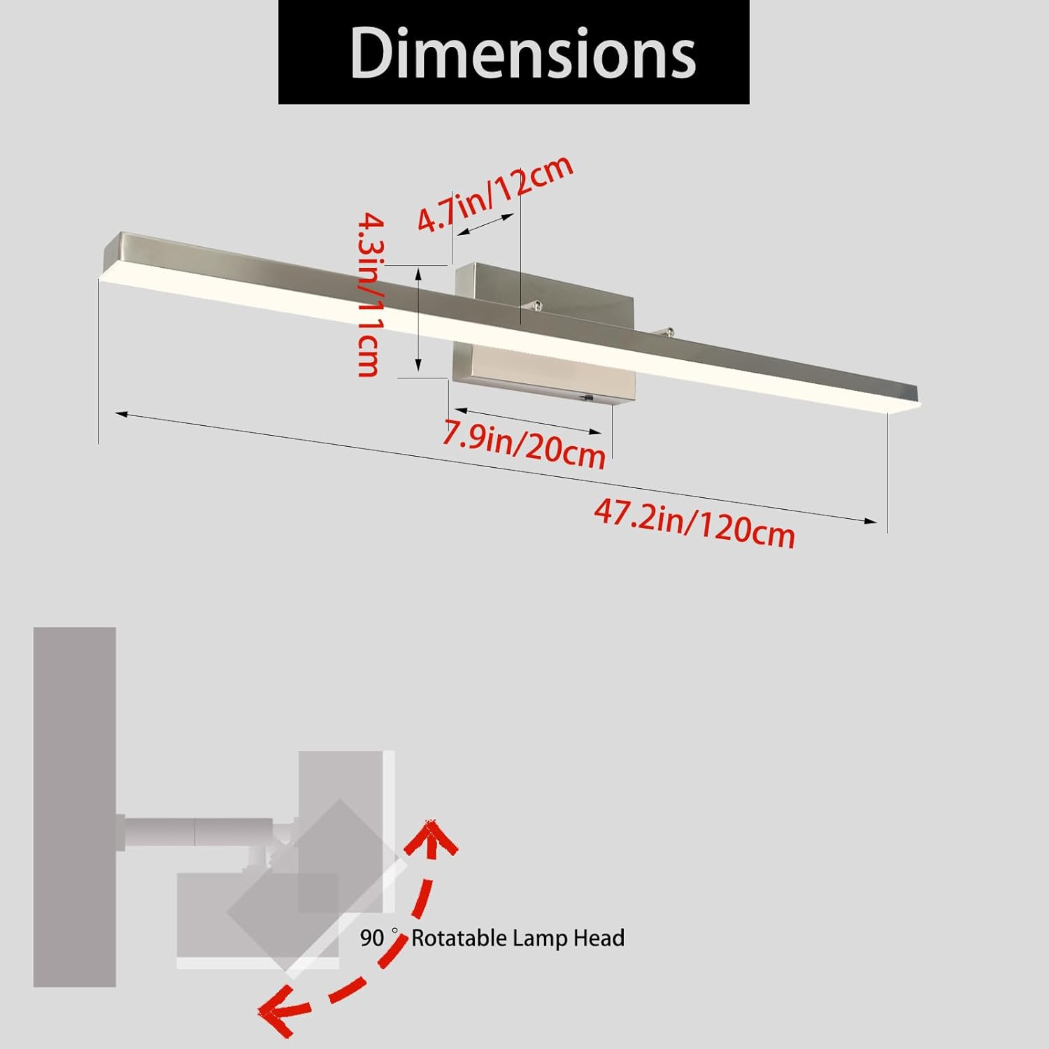 48" LED Vanity Light – Brushed Nickel, 5CCT