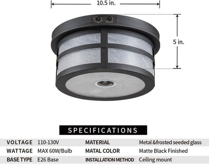 Motion Sensor Outdoor Ceiling Light – 2-Light