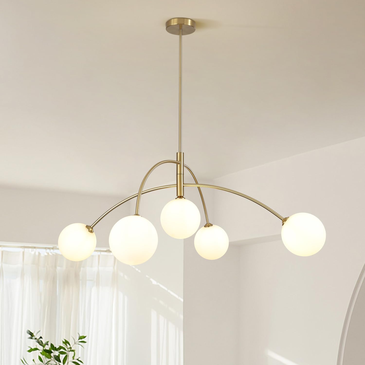 5-Light Gold Sputnik Ceiling Chandelier