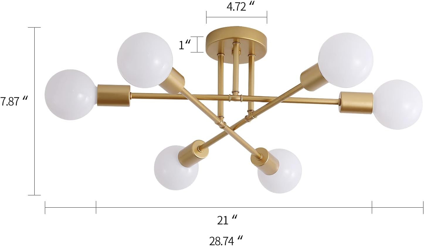 Gold Sputnik Ceiling Light – 6-Light Fixture