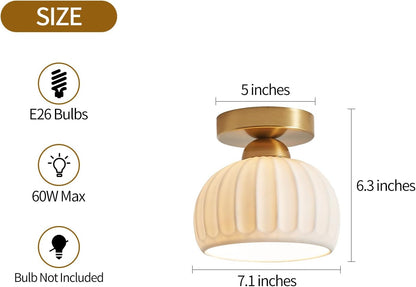 2-Pack Gold Ceramic Semi Flush Ceiling Lights