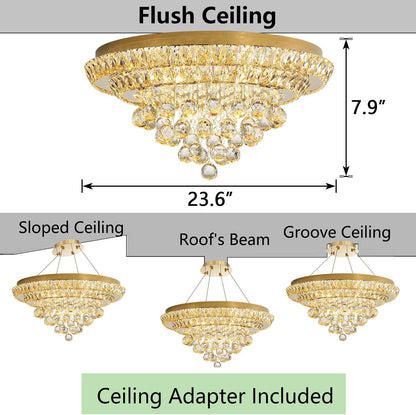 Modern Glam 24" Crystal Chandelier – Gold Finish