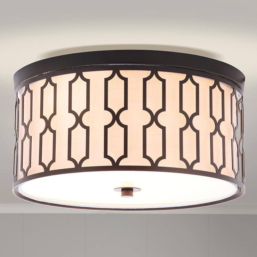 Link 3-Light Oil Rubbed Bronze 16.75 In. Metal Flush Mount