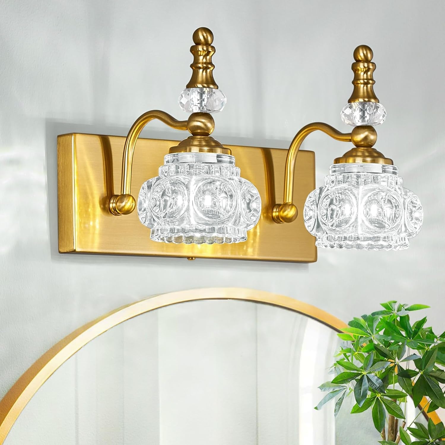 3-Light Black Crystal Bathroom Vanity Light