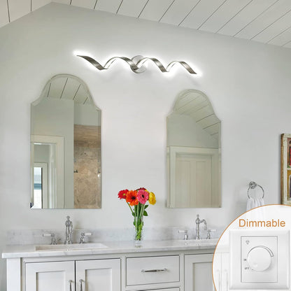 32” Dimmable Modern LED Spiral Bathroom Vanity Light