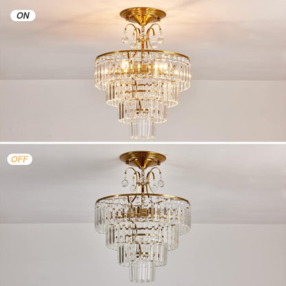 5-Light Gold Crystal Chandelier Fixture