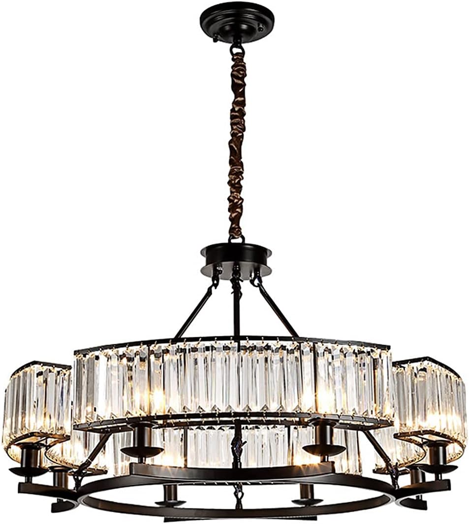 Farmhouse Crystal Chandelier – Black Pendant with K9 Crystals