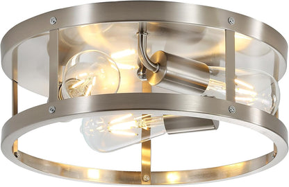 Brushed Nickel 3-Light Flush Mount Ceiling Light