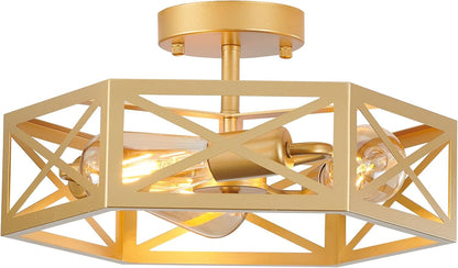 Modern 3-Light Black Gold Ceiling Fixture