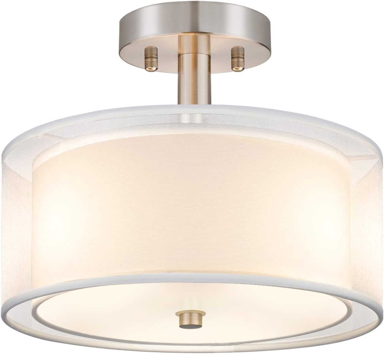 3-Light Semi Flush Mount Drum Ceiling Light