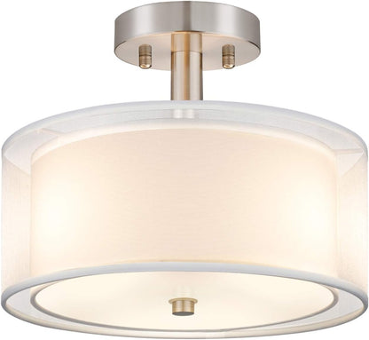3-Light Semi Flush Mount Drum Ceiling Light