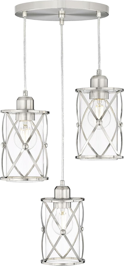 3-Light Brushed Nickel Pendant Chandelier
