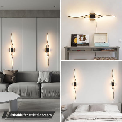 Set of 2 Modern Black Plug-In Wall Sconces