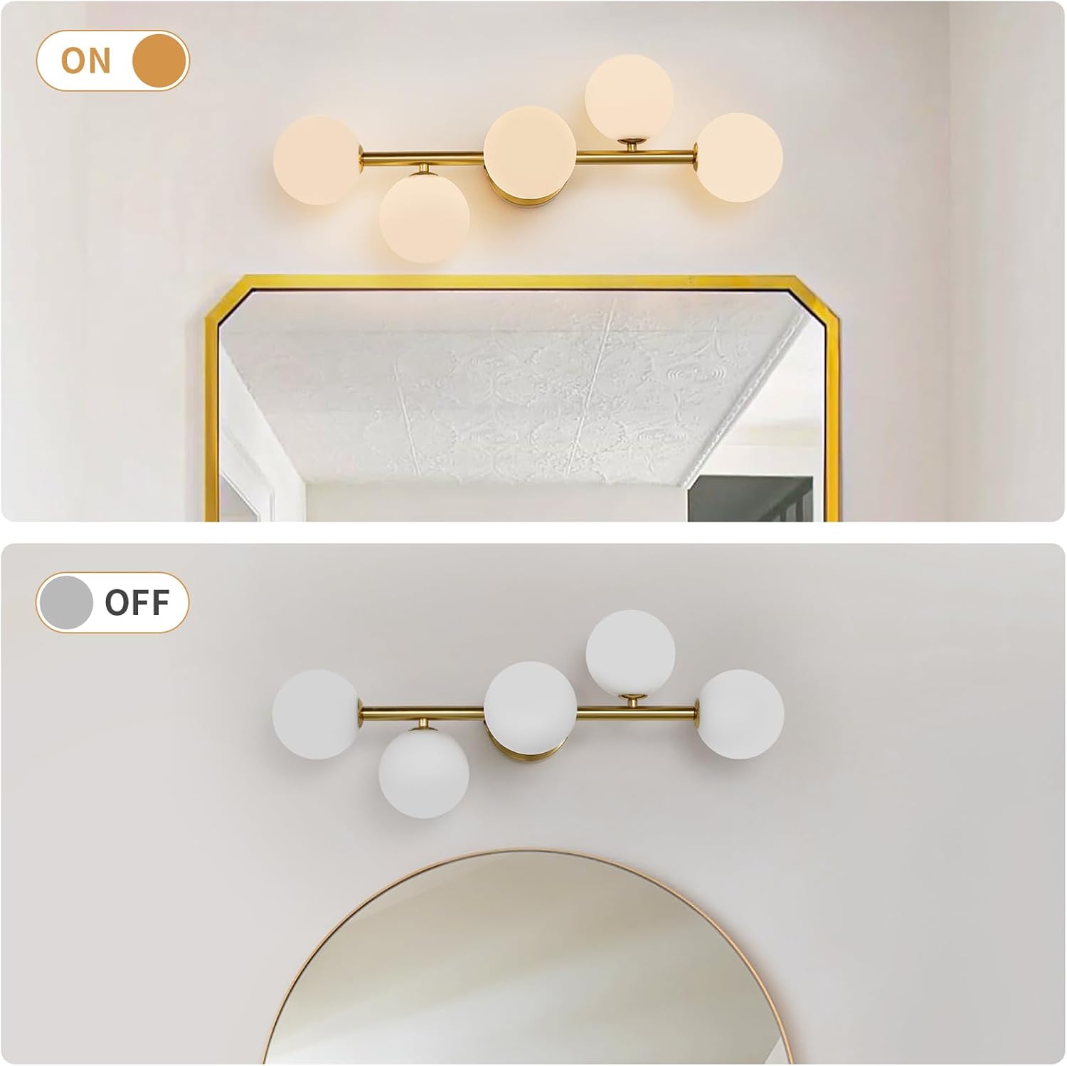 5-Light Gold Bathroom Vanity Light Fixture