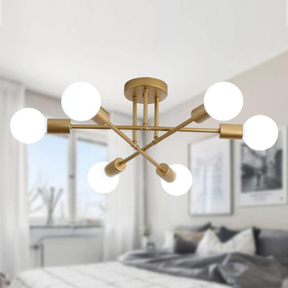 Gold Sputnik Ceiling Light – 6-Light Fixture