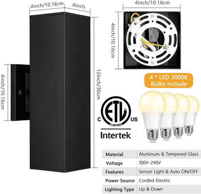 2-Pack Dusk to Dawn Outdoor Wall Lights