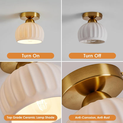 Vintage Ceramic Flush Mount Ceiling Light – 2 Pack