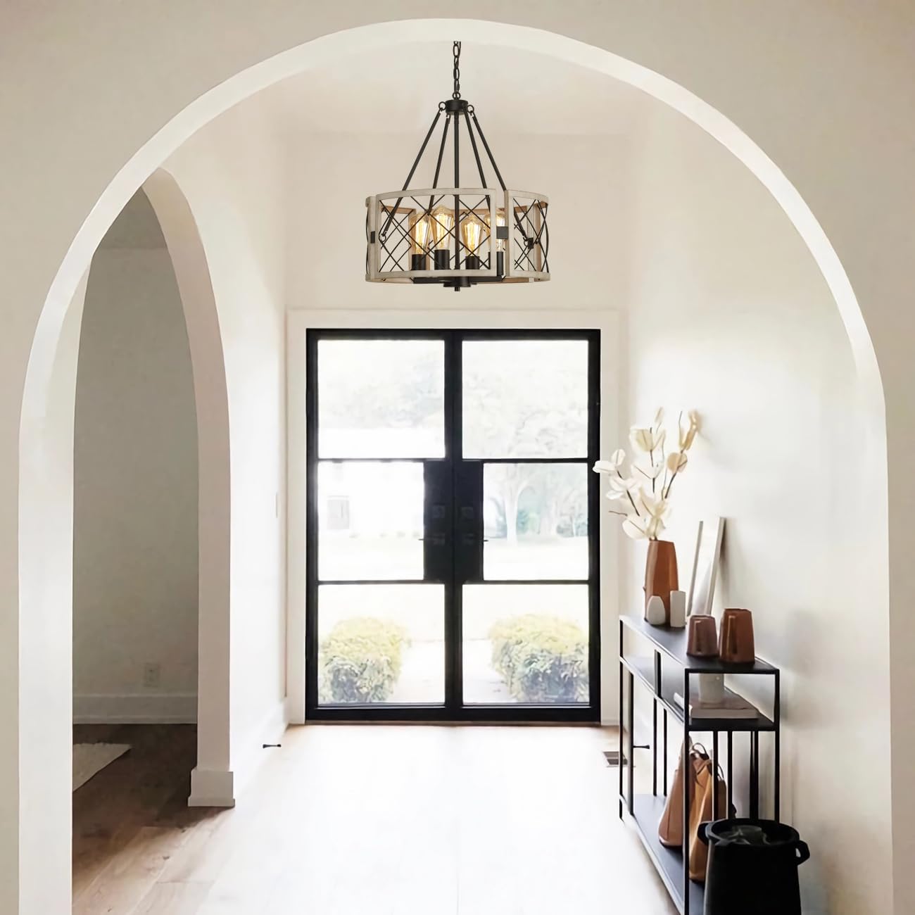 4-Light D19" Farmhouse Chandelier – Rustic Style