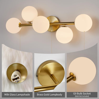 5-Light Gold Bathroom Vanity Light Fixture