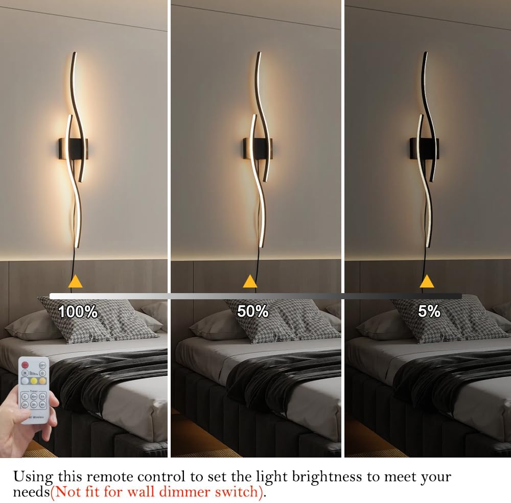 Set of 2 Modern Black Plug-In Wall Sconces