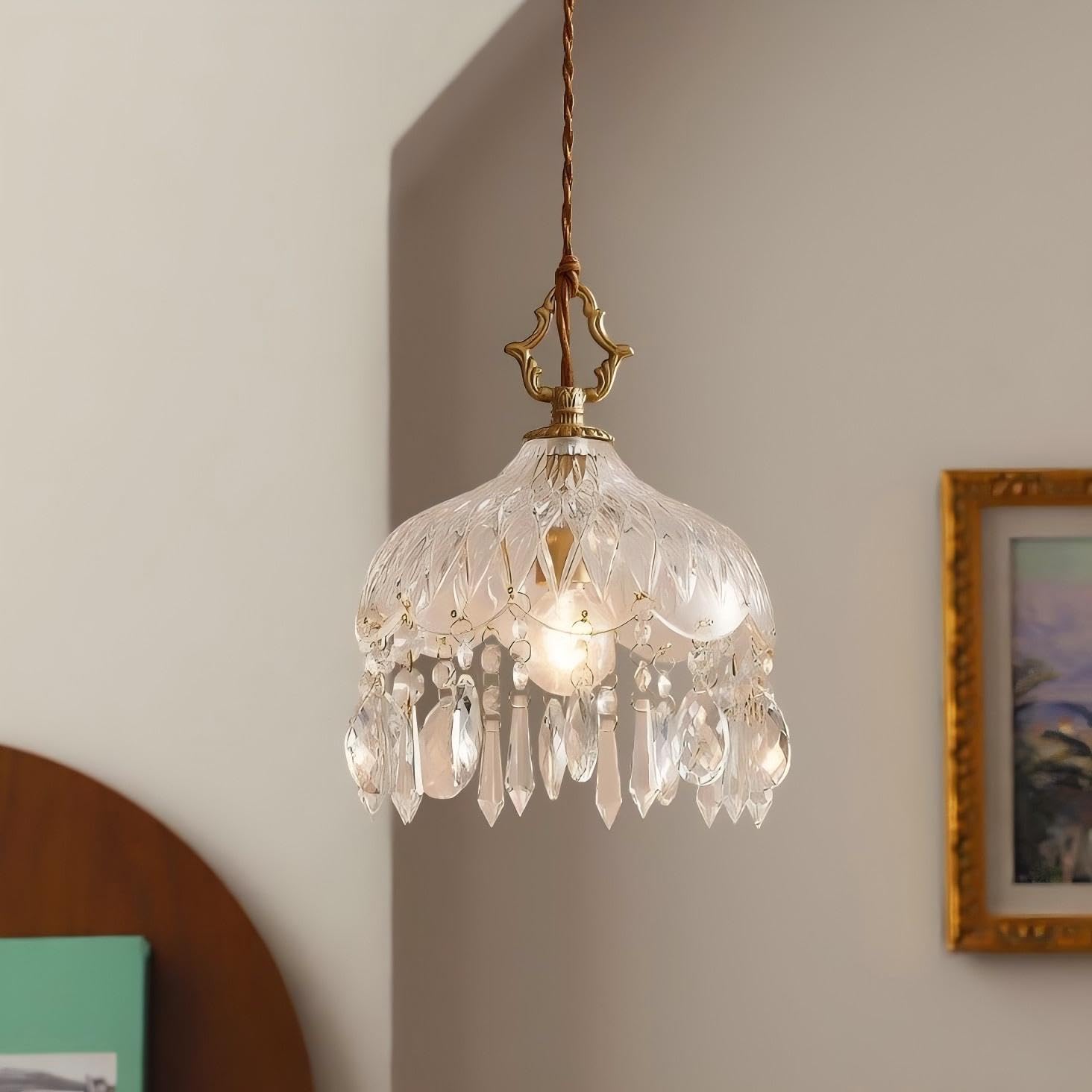 8" LIGHTLAND Vintage Crystal Dome Chandelier