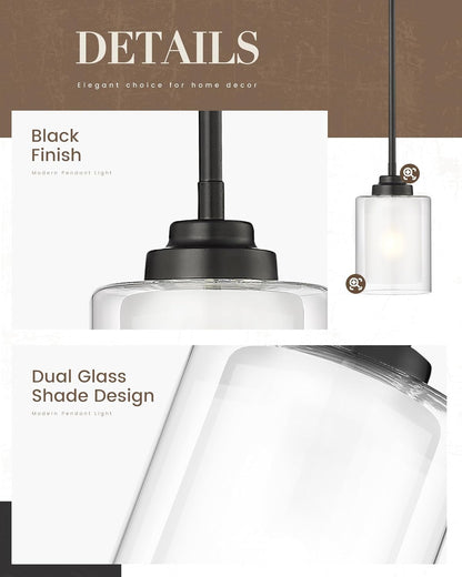 2-Pack Modern Matte Black Pendant Lights – TXPLBK02-2PK
