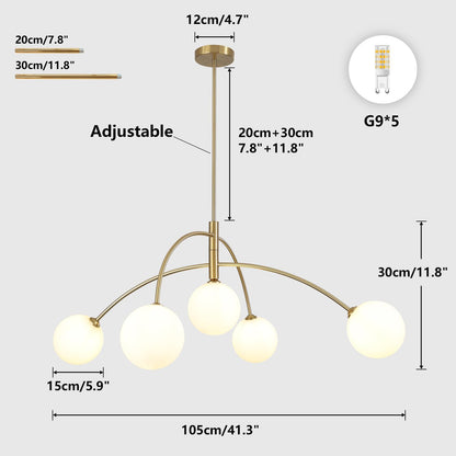5-Light Gold Sputnik Ceiling Chandelier