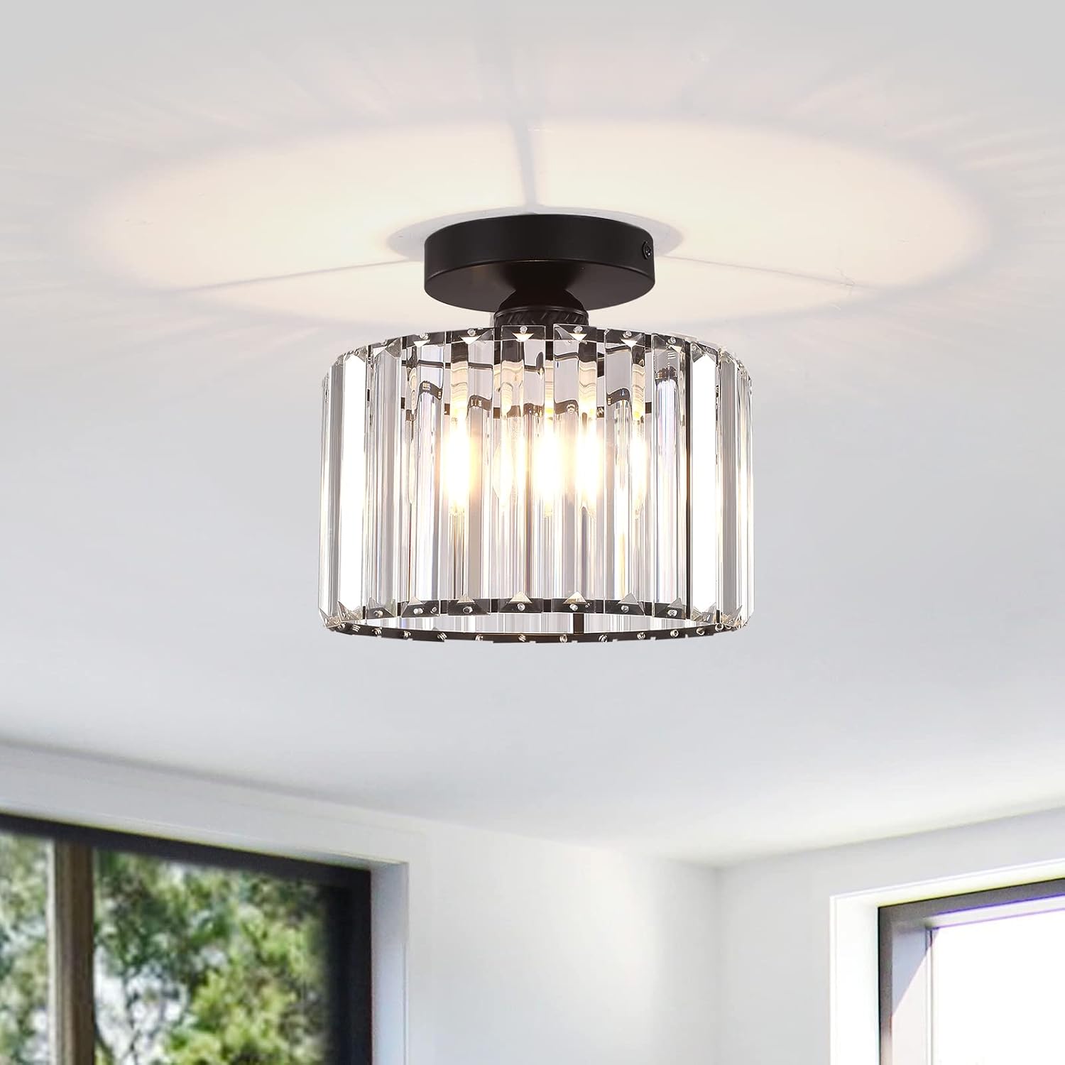 Black Crystal Ceiling Light – Semi Flush Mount