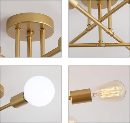 Gold Sputnik Ceiling Light – 6-Light Fixture