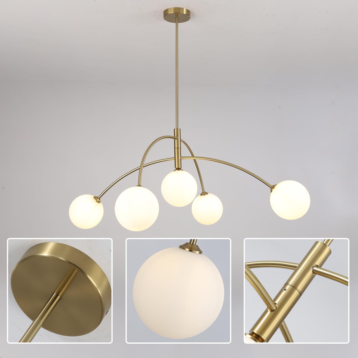 5-Light Gold Sputnik Ceiling Chandelier