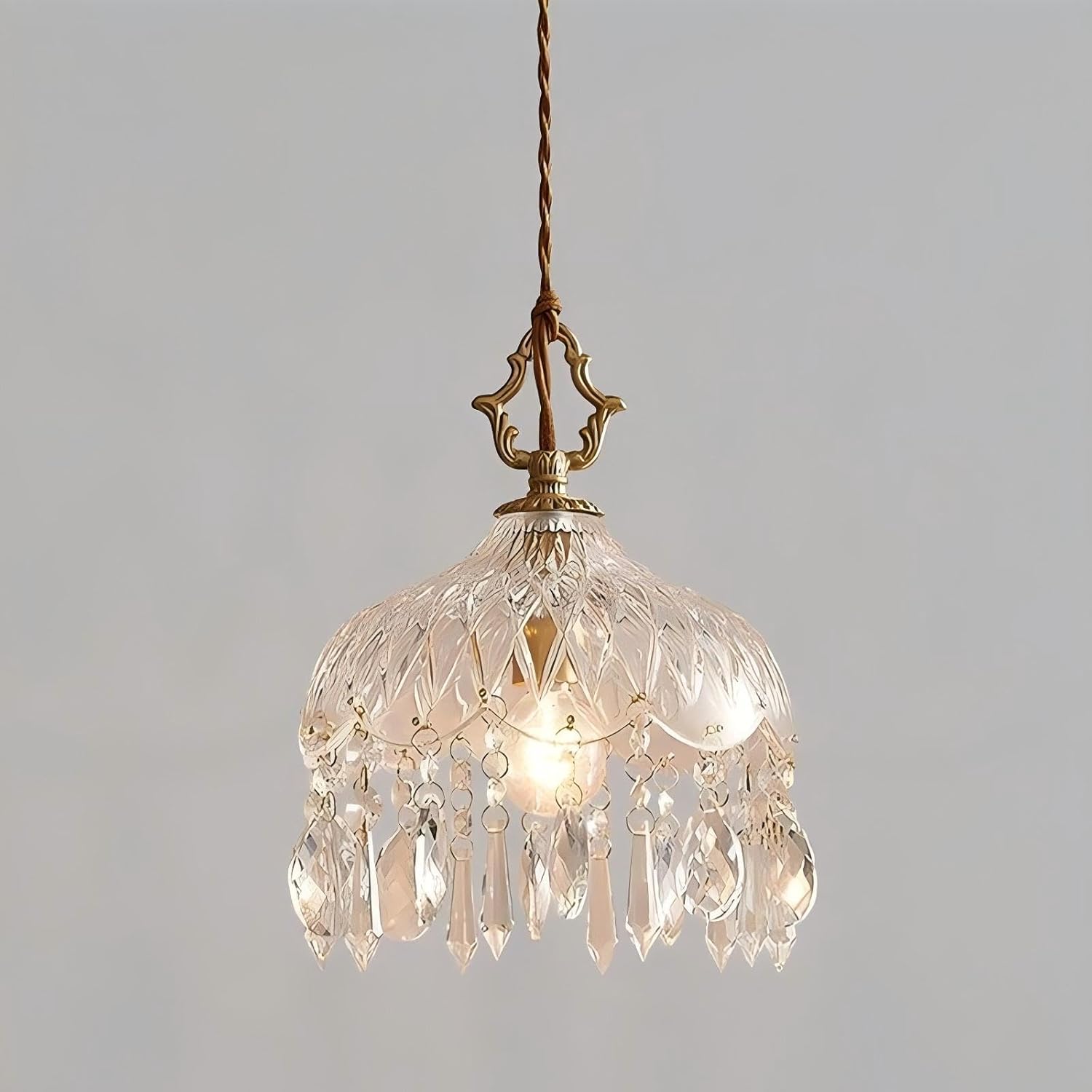 8" LIGHTLAND Vintage Crystal Dome Chandelier