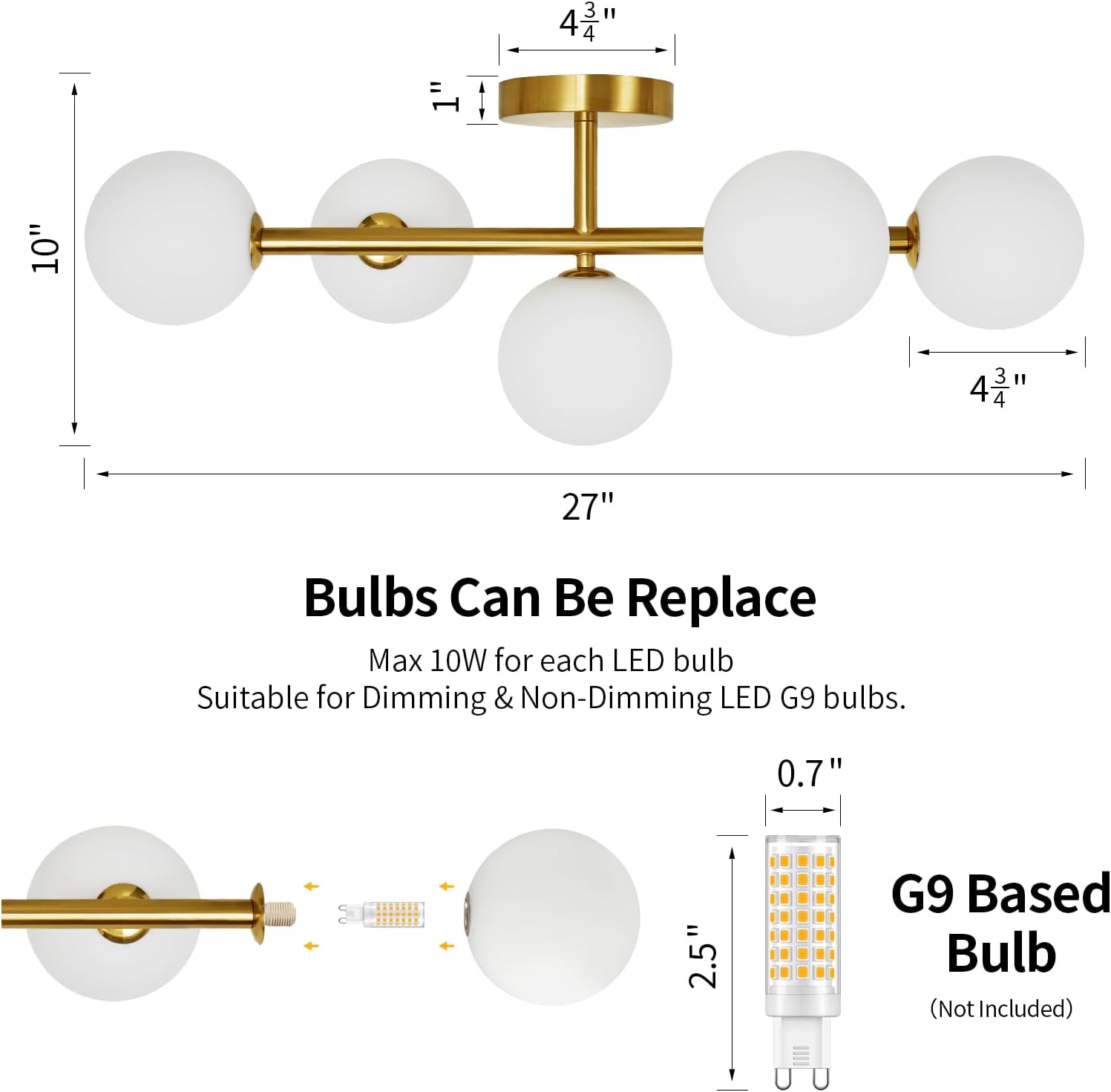 5-Light Gold Bathroom Vanity Light Fixture