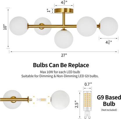 5-Light Gold Bathroom Vanity Light Fixture