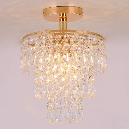 Mini Gold Crystal Flush Mount – 3-Tier