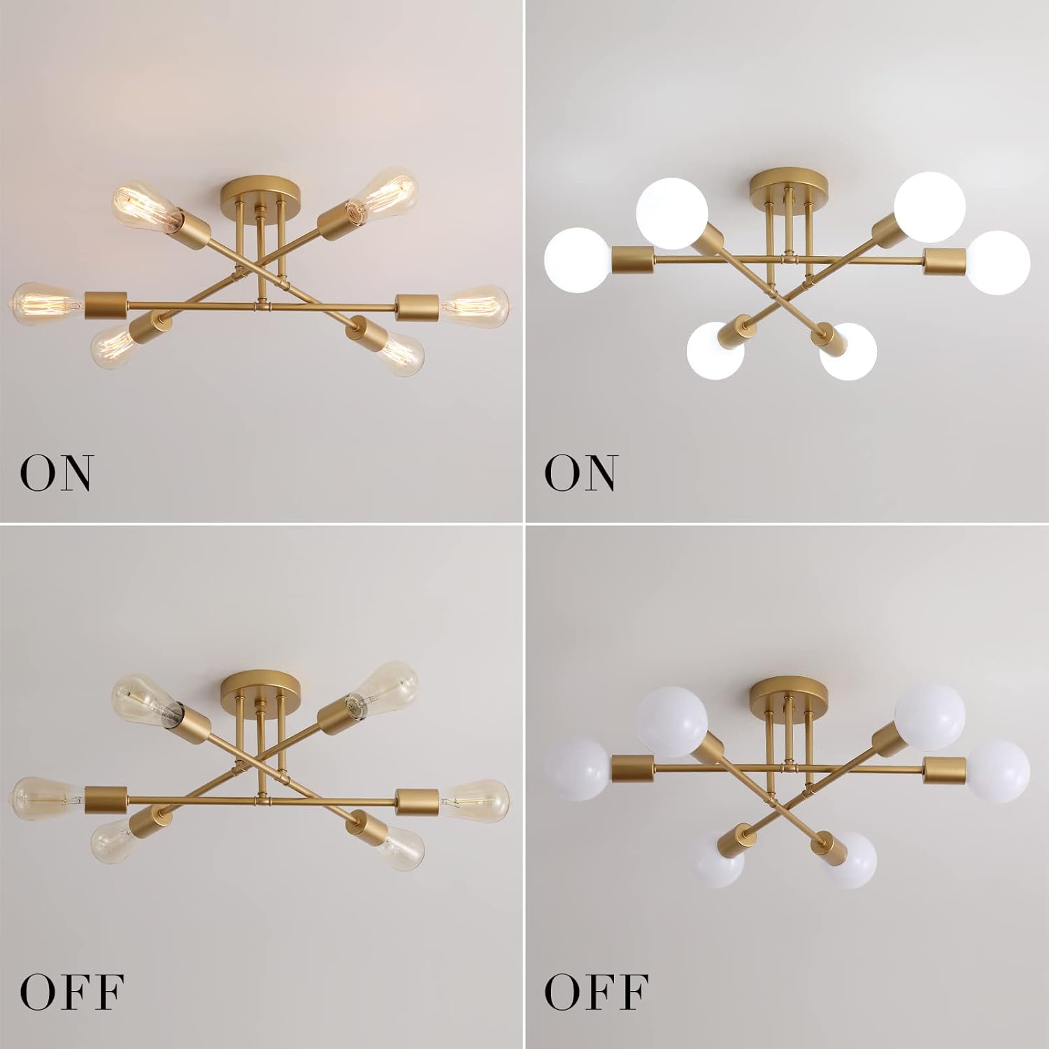 Gold Sputnik Ceiling Light – 6-Light Fixture