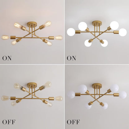 Gold Sputnik Ceiling Light – 6-Light Fixture