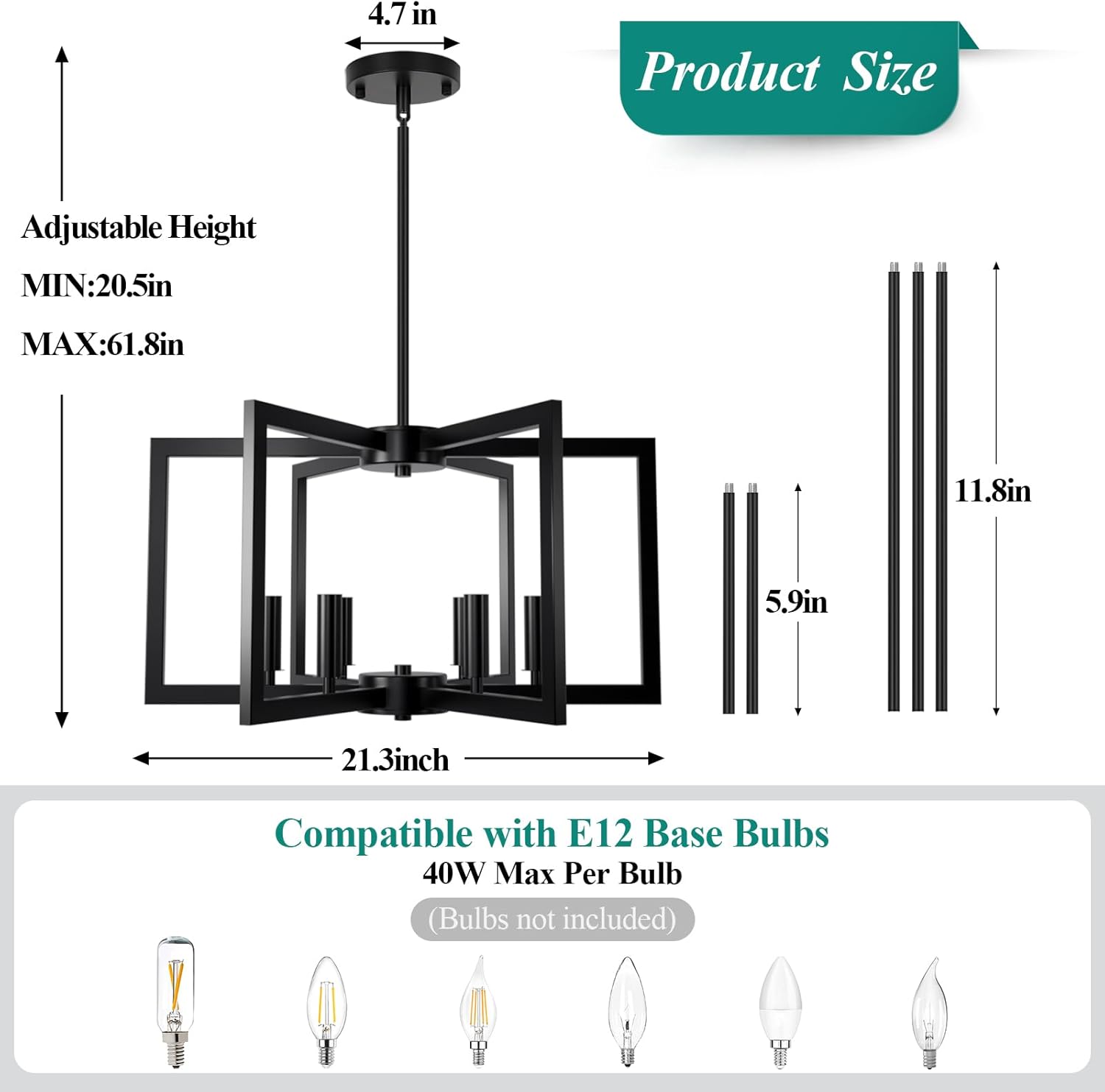 6-Light Black Farmhouse Chandelier – Industrial