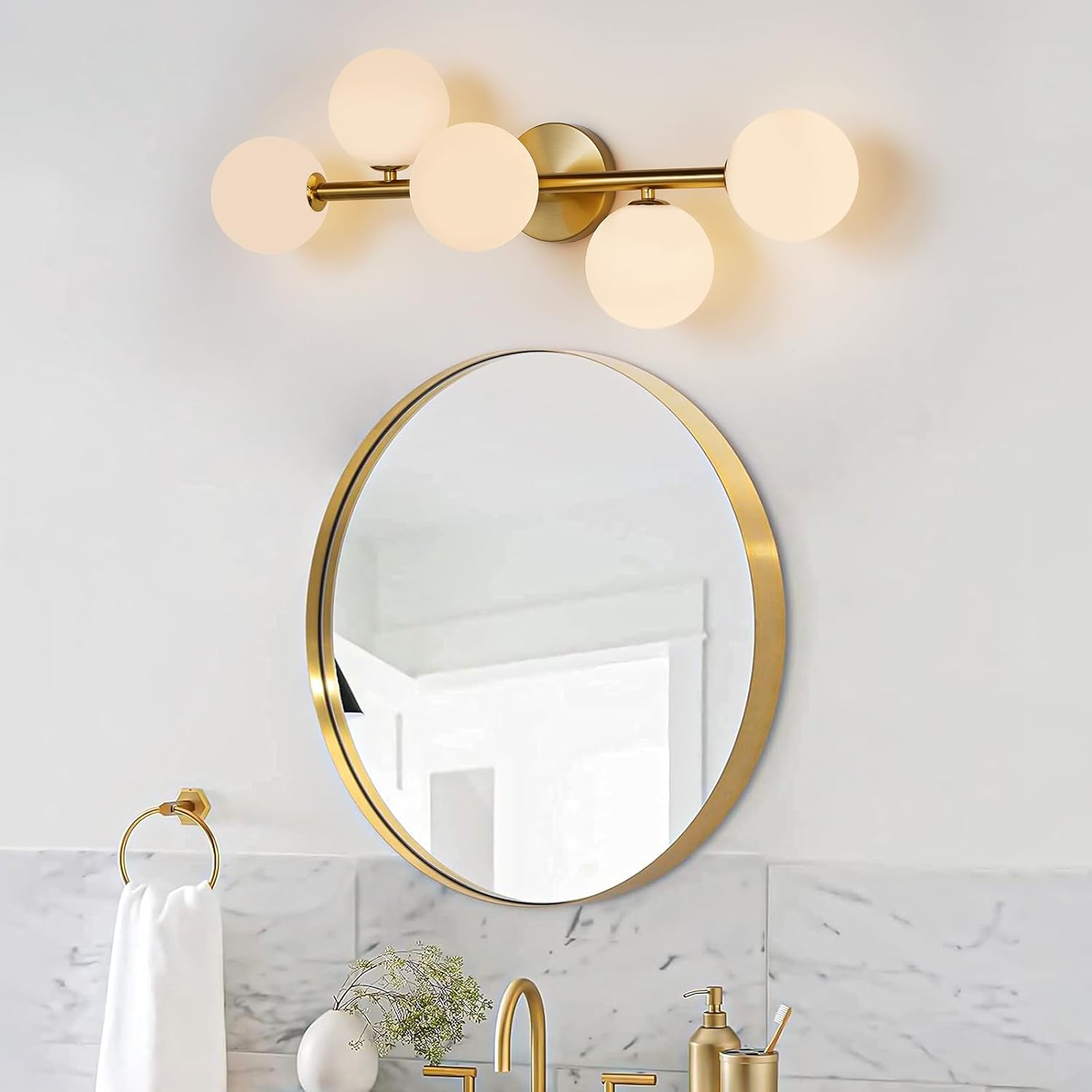 5-Light Gold Bathroom Vanity Light Fixture