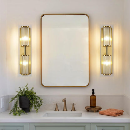 2-Light Brushed Brass Vanity Wall Lamp
