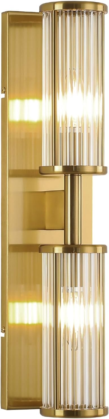 2-Light Brushed Brass Vanity Wall Lamp