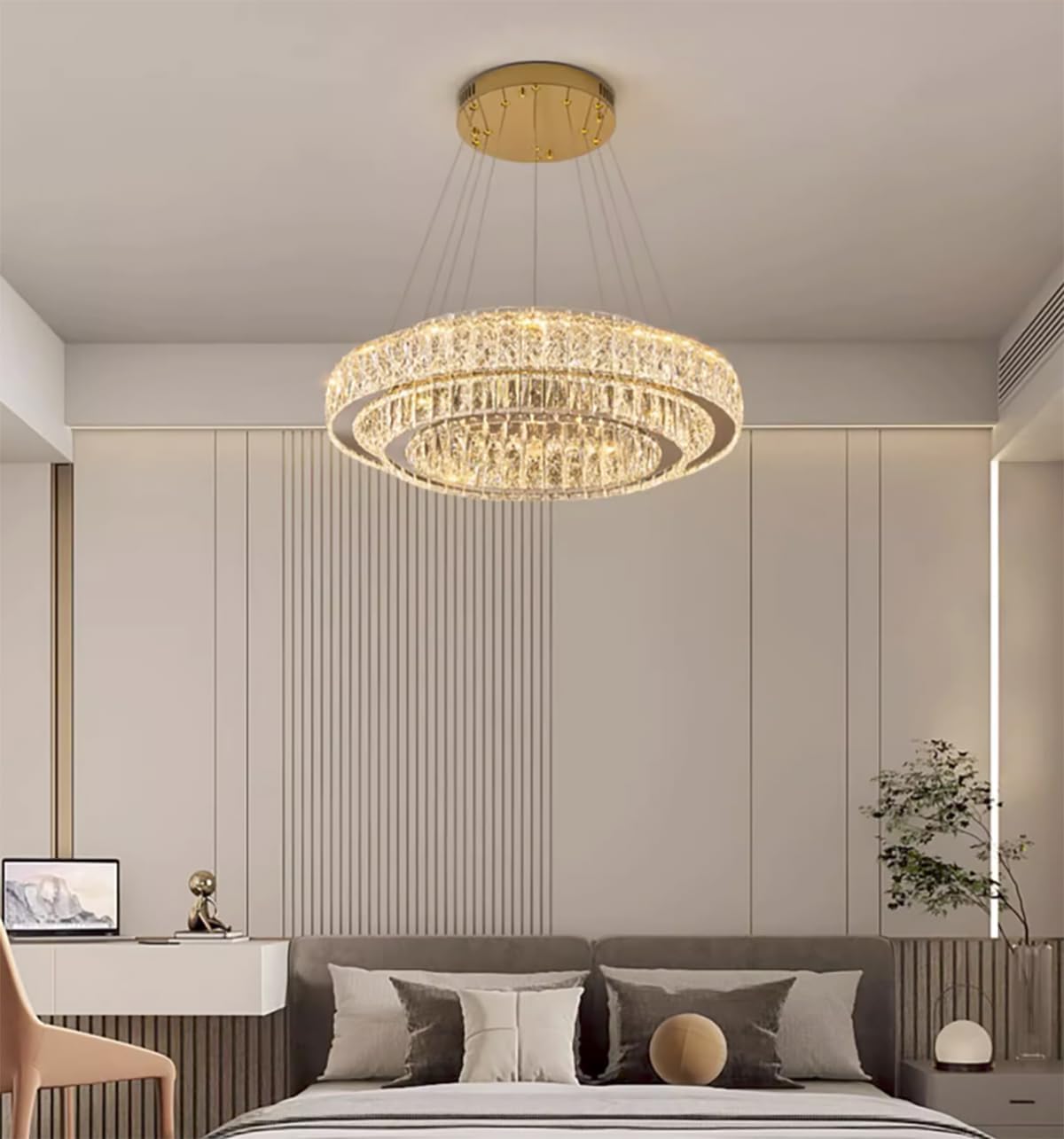 D32"+D20" Modern 2-Ring Crystal LED Chandelier
