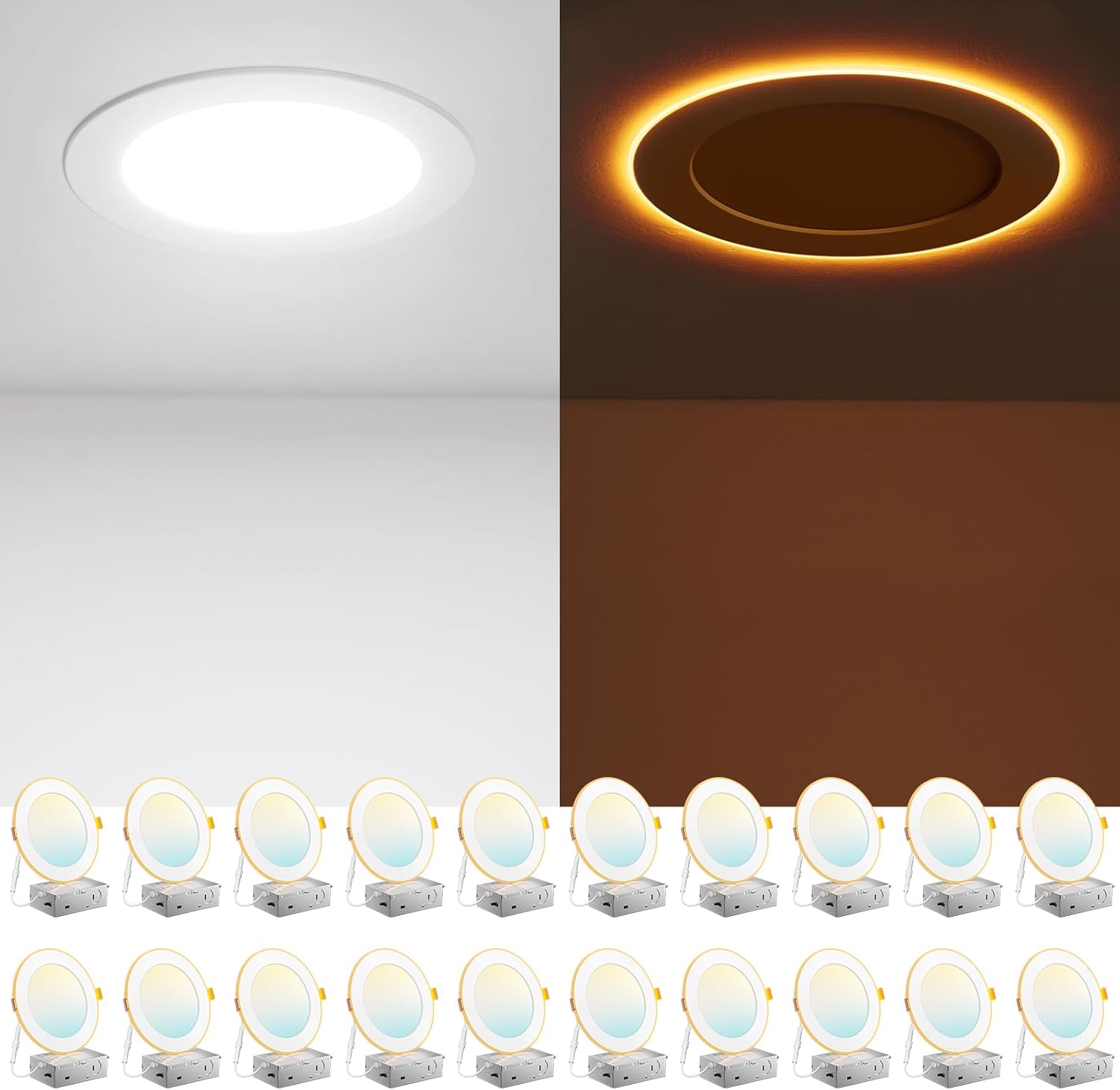 20-Pack 6" 5CCT LED Recessed Lights – Dimmable