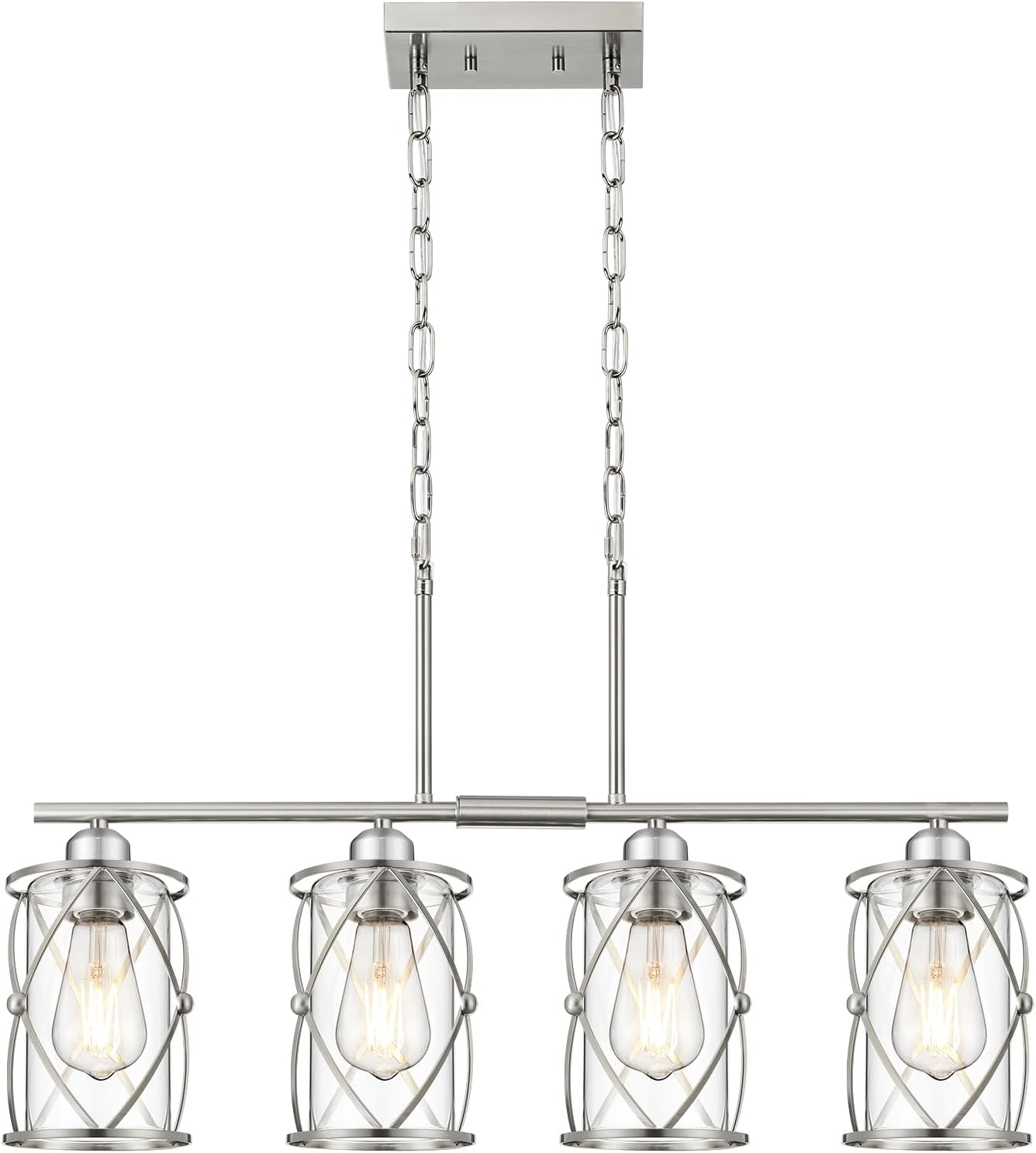 4-Light Brushed Nickel Island Chandelier