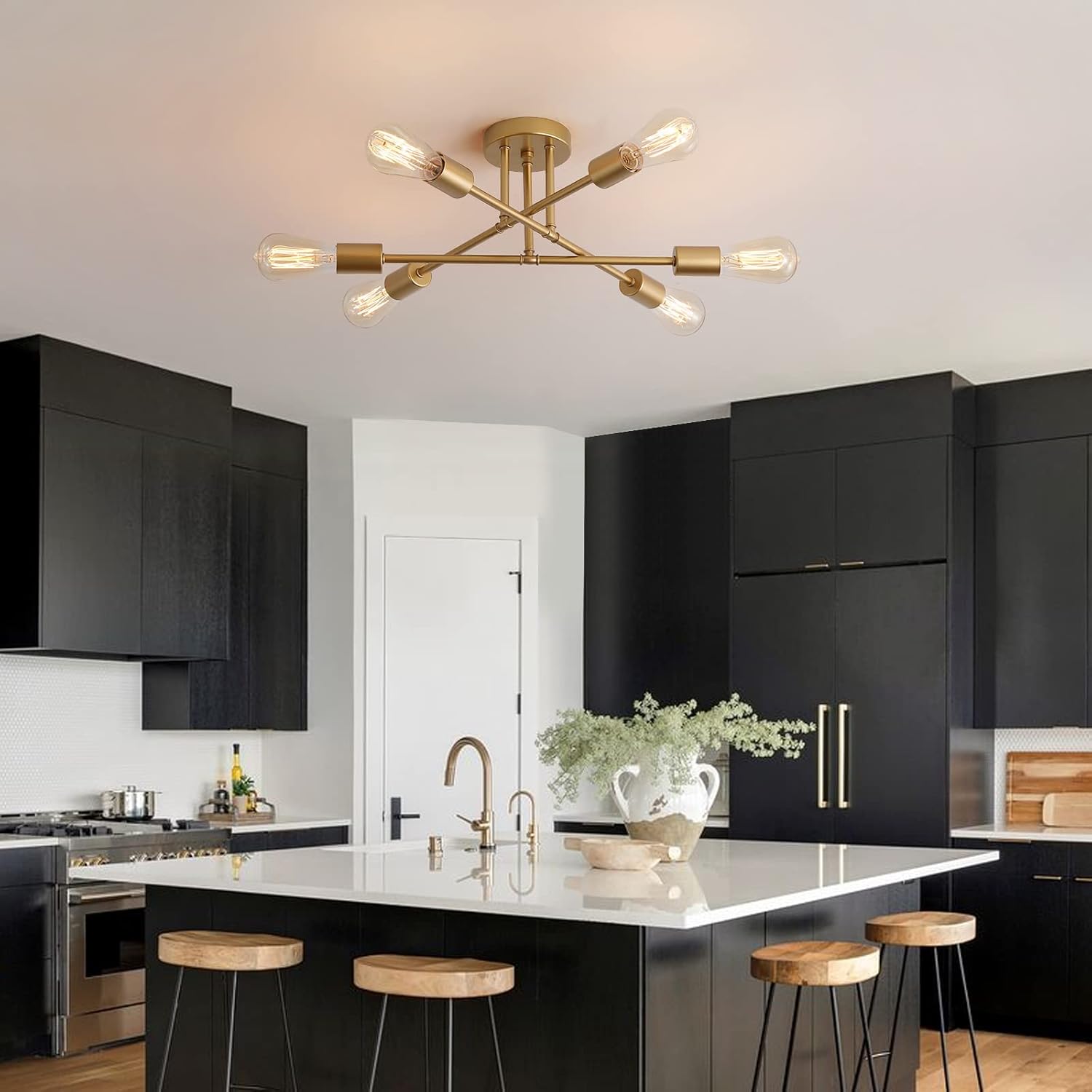 Gold Sputnik Ceiling Light – 6-Light Fixture