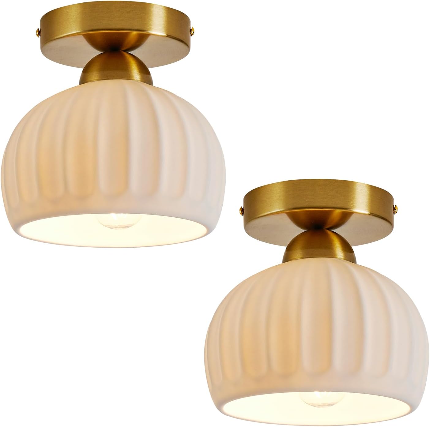 Vintage Ceramic Flush Mount Ceiling Light – 2 Pack